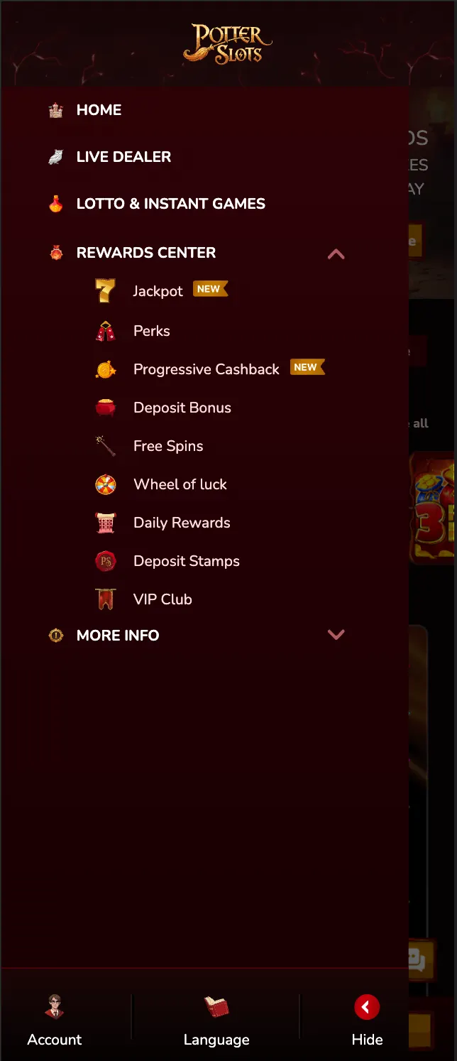 Mobile menu interface